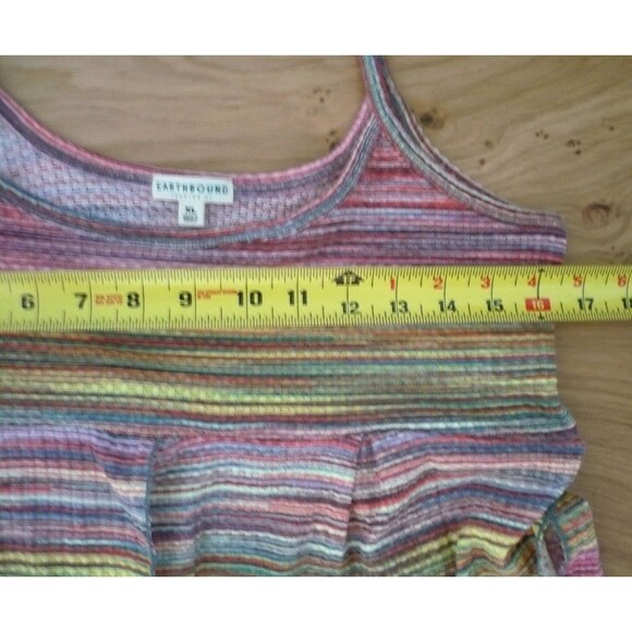 Earthbound Trading Company XL Cami Top Rainbow Striped Flowy Boho Hippie Fairy - Picture 16 of 16